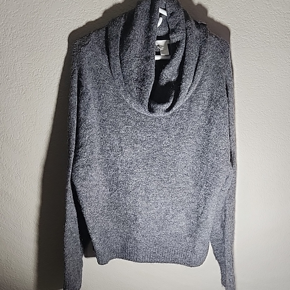 H&M Sweater Womens Size M Wool Mohair blend Gray Cowl Neck Turtleneck